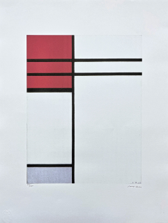 Piet Mondrian - Composition with red and grey 100/200 - signováno, limitovaná edice, 50x66cm