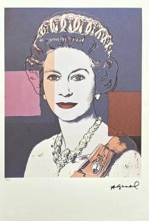 Andy Warhol - Queen Elizabeth II. modro hnědá x/100 - edice Leo Castelli s certifikátem