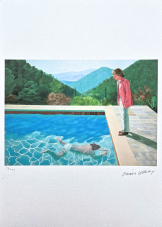 David Hockney - Portrait of an Artist (Pool with Two Figures) 26/200 - limitovaná edice, s certifikátem, 35x50 cm