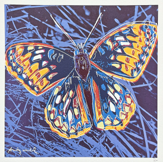 Andy Warhol - Butterfly modrý 75/500 - signováno, 50x50cm, limitovaná edice CMOA s certifikátem