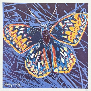 Andy Warhol - Butterfly modrý x/500 - signováno, 50x50cm, limitovaná edice CMOA s certifikátem