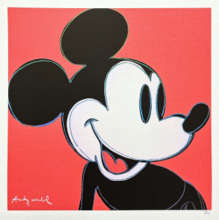 Andy Warhol - Mickey Mouse červený 122/500 - signováno, 50x50cm, limitovaná edice CMOA s certifikátem