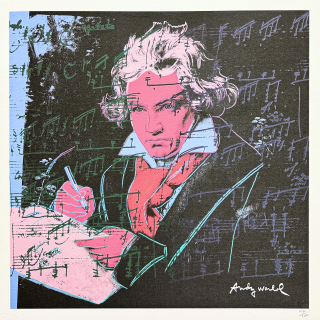 Andy Warhol - Beethoven - růžovo-černý 127/500 - signováno, 50x50cm, limitovaná edice CMOA s certifikátem
