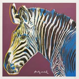Andy Warhol - Grevys zebra sytě růžová x/500 - signováno, 50x50cm, limitovaná edice CMOA s certifikátem