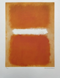 Mark Rothko - White stripe on beige 162/200 - signováno, s certifikátem, 50x65 cm