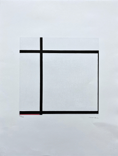 Piet Mondrian - Composition II with red 71/200 - signováno, limitovaná edice, 50x66cm