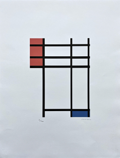 Piet Mondrian - Composition with red, blue and white 71/200 - signováno, limitovaná edice, 50x66cm