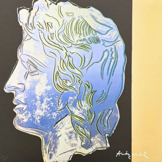Andy Warhol - Alexander the Great modrý s béžovým pruhem 330/2400 - 60x60, limitovaná edice CMOA s certifikátem