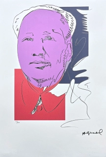 Andy Warhol - Mao Ce-tung kresba fialovy 27/100 - edice Leo Castelli s certifikátem