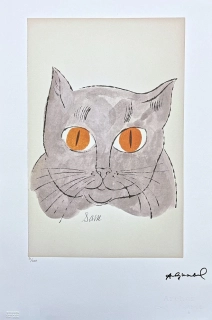 Andy Warhol - Cat Sam hlava šedý x/100 - edice Leo Castelli s certifikátem