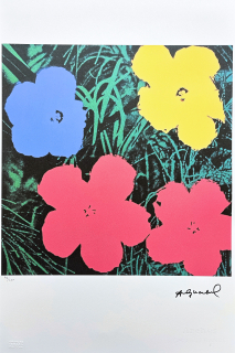 Andy Warhol - Flowers modro-červené 98/100 - edice Leo Castelli s certifikátem