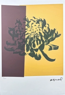 Andy Warhol - Chrysanthemum fialovo-žlutá 31/100 - edice Leo Castelli s certifikátem