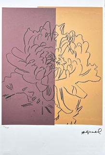 Andy Warhol - Chrysanthemum fialovo-béžová 91/100 - edice Leo Castelli s certifikátem