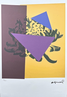 Andy Warhol - Chrysanthemum fialovo-žlutá s trojúhelníky 29/100 - edice Leo Castelli s certifikátem