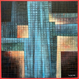 Karel Kodýdek - Jiskřička naděje - olej na plexiskle, signováno, rámováno, 50x50 cm