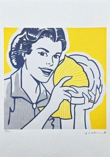 Roy Lichtenstein - Woman Drying Dishes - signováno, 35x50cm, limitovaná edice 48/150