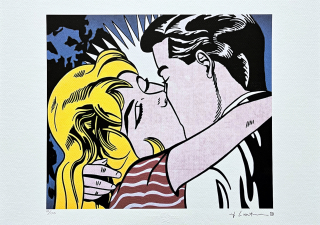 Roy Lichtenstein - The Kiss III - signováno, 50x35cm, limitovaná edice 10/150