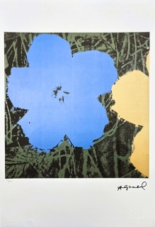 Andy Warhol - Flowers modro-žluté 29/100 - edice Leo Castelli s certifikátem