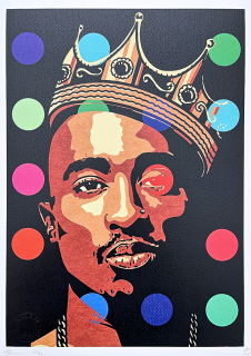 Death NYC - Tupac a crown - limitovaná edice s certifikátem, 32x45cm
