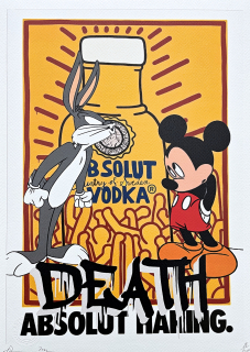 Death NYC - Mickey Mouse, rabbit a vodka - limitovaná edice s certifikátem, 32x45cm