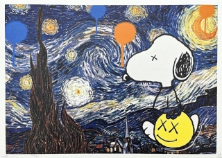 Death NYC - Snoopy a van Gogh night - limitovaná edice s certifikátem, 45x32cm