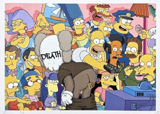 Death NYC - Simpsons a Kaws - limitovaná edice s certifikátem, 45x32cm