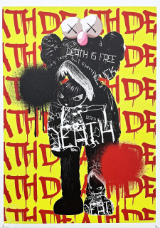 Death NYC - Death is free a Kaws - limitovaná edice s certifikátem, 32x45cm