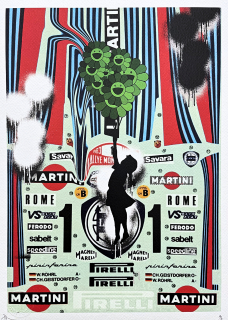 Death NYC - Girl with Murakami green balloon a Martini - limitovaná edice s certifikátem, 32x45cm