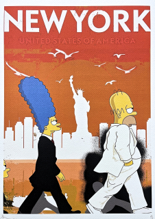 Death NYC - Statue of Liberty with Homer a Marge - limitovaná edice s certifikátem, 32x45cm