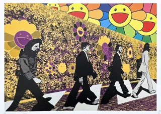 Death NYC - Murakami a Beatles Abbey Road - limitovaná edice s certifikátem, 45x32cm
