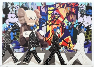 Death NYC - Beatles on Abbey road with Mickey - limitovaná edice s certifikátem, 45x32cm