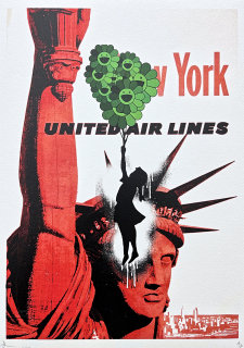 Death NYC - Statue of Liberty a girl with balloon - limitovaná edice s certifikátem, 32x45cm