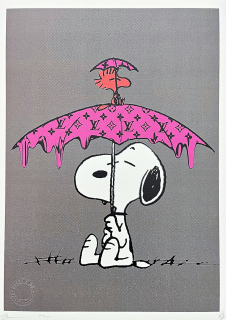 Death NYC - Snoopy with umbrella - limitovaná edice s certifikátem, 32x45cm
