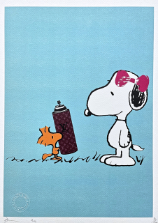 Death NYC - Snoopy a Woodstock - limitovaná edice s certifikátem, 32x45cm