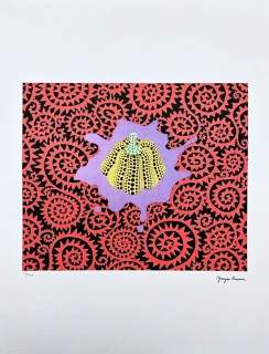 Yayoi Kusama - Pumpkin with red flowers x/500 - signováno, číslovaná edice, 50x65 cm