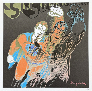 Andy Warhol - Superman oranžový 83/500 - signováno, 50x50cm, limitovaná edice CMOA s certifikátem