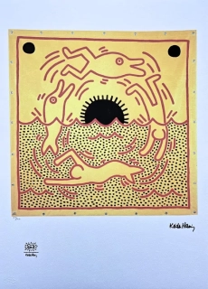 Keith Haring - Dolphins 67/150 - signováno, limitovaná edice s certifikátem, 50x70 cm
