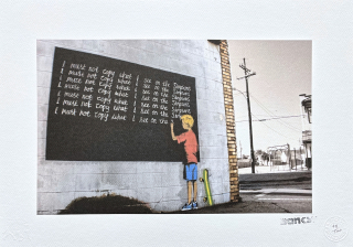 Banksy - Must not copy what 48/150 - číslovaná edice s certifikátem, razítko, 50x35cm