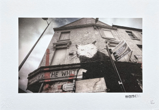 Banksy - White rat mural 63/150 - číslovaná edice s certifikátem, razítko, 50x35cm