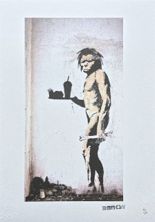 Banksy - The Caveman 86/150 - číslovaná edice s certifikátem, razítko, 35x50cm