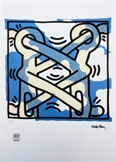 Keith Haring - Art attack on aids 135/150 - signováno, limitovaná edice s certifikátem, 50x70 cm
