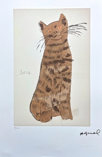 Andy Warhol - Cat Sam hnědý sedící x/100 - edice Leo Castelli s certifikátem
