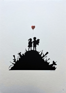 Banksy - Kids on Guns 42/150 cihlová - číslovaná edice s certifikátem, 50x70cm