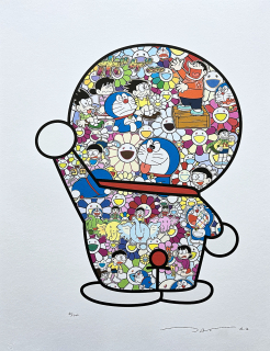 Takashi Murakami - Doraemon in the Field of Flowers I 40/300- signováno, číslovaná edice, 50x65 cm