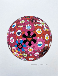 Takashi Murakami - Flowerball Black 55/300- signováno, číslovaná edice, 50x65 cm