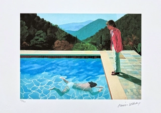 David Hockney - Portrait of an Artist Pool with two Figures II 143/500 - limitovaná edice s certifikátem, 50x35 cm