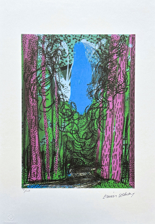 David Hockney - Forest with Purple Trees 93/500 - limitovaná edice s certifikátem, 35x50 cm