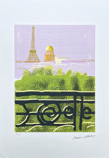 David Hockney - View on the Eiffel Tower 16/500 - limitovaná edice s certifikátem, 35x50 cm