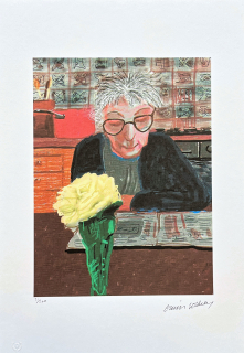 David Hockney - A Man reads a Newspaper 31/500 - limitovaná edice s certifikátem, 35x50 cm