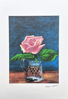 David Hockney - Pink Rose x/500 - limitovaná edice s certifikátem, 35x50 cm
